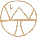 This image features a circle sectioned into various geometric shapes resembling a stylized pie chart or emblem with triangular segments.
